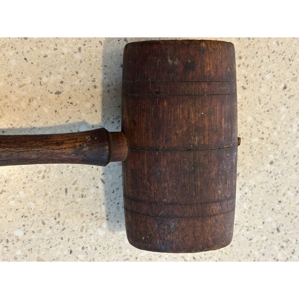 Antique Barrel head Mallet 1 Lb 2 Oz Unmarked 11.5 Inches Carpentry/Woodworking